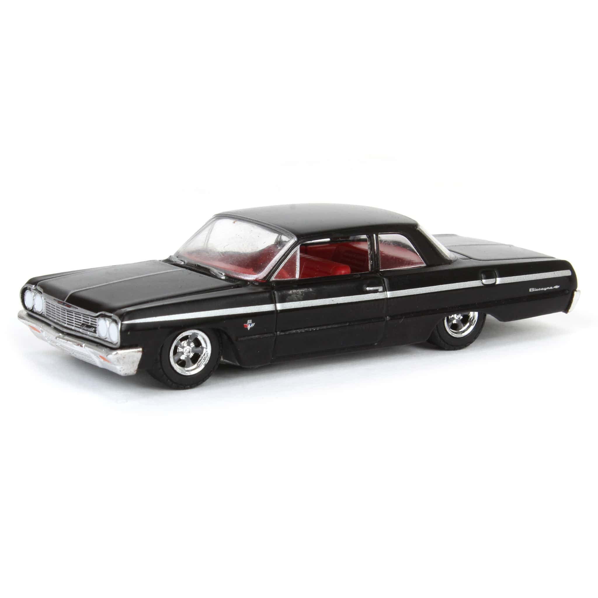 1/64 Scale Black and Red Diecast 1964 Chevrolet Biscayne Model Car