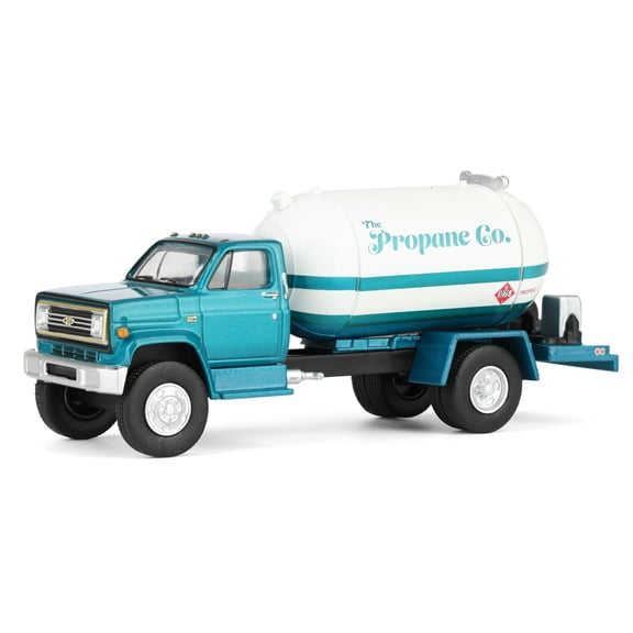 1/64 1982 Chevrolet C-60 Propane Tanker Truck, White & Green Metallic, GreenLight S.D. Trucks Series 20 45200-B
