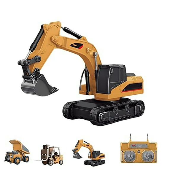 1/64 3-in-1 Mini RC Construction Vehicle Set - Dump Truck, Excavator & Forklift with Metal Parts, Lights & Sounds | STEM Gift for Kids & Adults 4+
