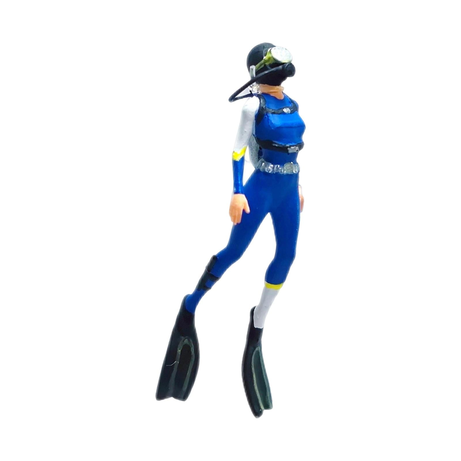 1/64 Action Figurines People Figurines Collectibles Sand Table Ornament Miniature Hand Painted Diving Character Model for Diorama DIY Scene Blue