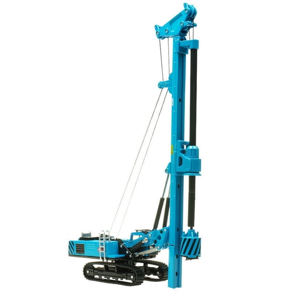 1:64 Alloy Rotary Drilling Rig Crawler Excavator Vehicle Model Construction Equipment Trucks Model, Blue