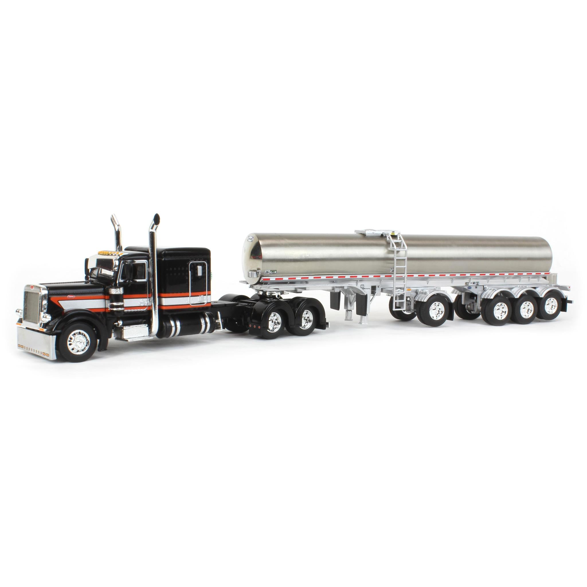 1/64 Black Peterbilt 379 w/ Quad-Axle Walker Milk Tanker