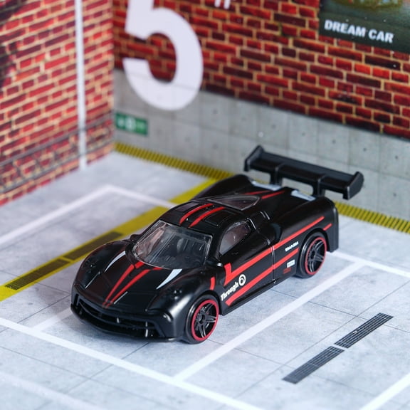 1:64 Black and Red Alloy Supercar Model, Min Cool, with Personalized "Through" and Other Paint Boy's Toy/Car Fans Collection/Desktop Ornaments/High Playability