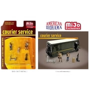 Courier Service 5 Piece Diecast Figures Set 2 Worker Figures and 3 accessories for 1/64 Scale Models by American Diorama