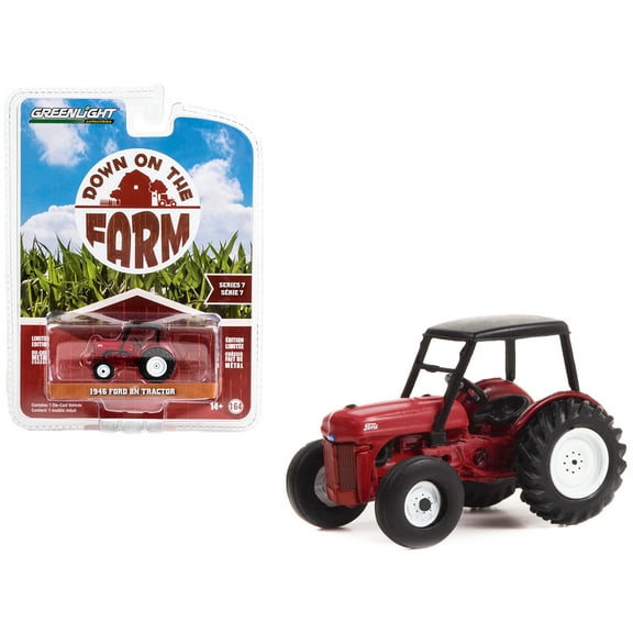 1/64 Diecast Model 1946 Ford 8N Tractor Red with Black Canopy "Down on the Farm" Series 7 by Greenlight