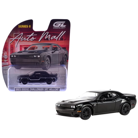 1/64 Diecast Model Car 2023 Dodge Challenger SRT Hellcat Widebody Black "Auto Mall" Series 8 by Greenlight