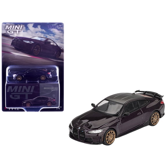 1/64 Diecast Model Car BMW M4 M-Performance Daytona Violet Metallic with Carbon Top Limited Edition by Mini GT