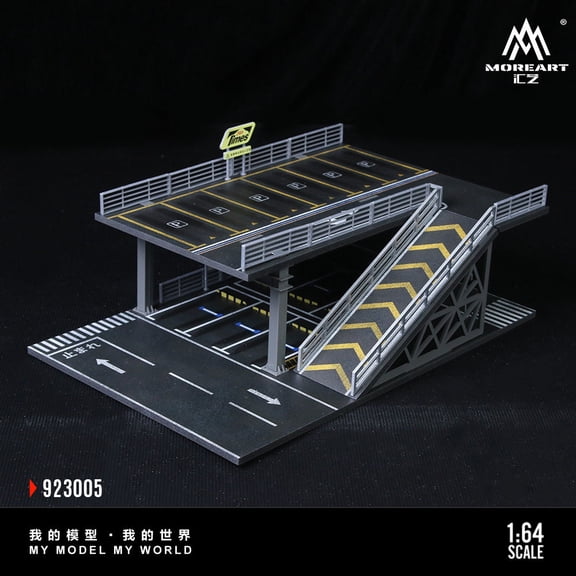 1/64 Diorama 2 Tier Diecast Garage Model, Multi-Story Parking Lot Model Display Case, Platform Building Model Garage, for Diecast Car Models Display, Cars Storage, Display Box