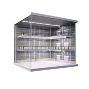 164 Diorama 3 Tier Garage Model, 3-Color LED Lighting Japanese Workshop Scene Model Display Case, Parking Lot Workshop Scene Display Storage, Brightness Adjustable, Gift Toy