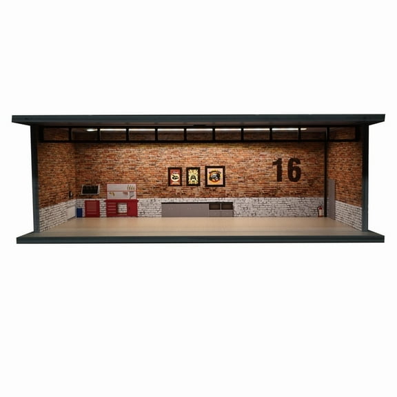 1/64 Diorama Car Garage Model LED Lighting City Workshop Car Parking Lot Scene Model ,Die-cast Car Model Display Case