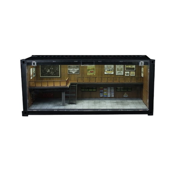 1/64 Diorama Car Garage Model LED Lighting Container Urban Architecture Scene Display Model Toys,Container Scene Version Model