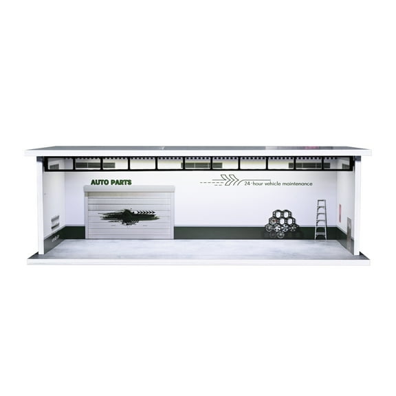 1/64 Diorama Car Garage Model, LED Lighting Parking Lot Scene Building Model, Diecast Model Cars Display Case, Display Cabinet