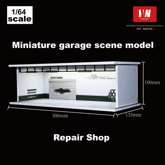 1/64 Diorama Diecast Car Garage Model, LED Lighting Parking Lot Scene Building Model, Diecast Cars Display Case Collection