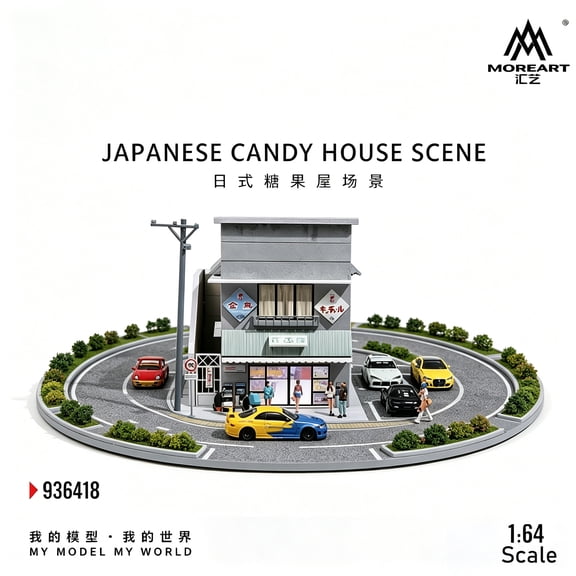 1:64 Diorama Diecast Car Garage Model with LED Lighting, Parking Lot Scene Display Case Gifts, Model Car Display Cabinet, Building Model