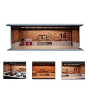 1/64 Diorama Diecast Garage Model, 3 Color LED Lighting City Parking Lot Scene Display Case, Brightness Adjustable Showroom Model