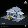 thumbnail image 1 of 1/64 Diorama Diecast Garage Model, LED Lighting Japanese Parking Lot Model Display Case, Workshop Factory Building Model Garage, for Diecast Car Models Display, Cars Storage, Display Box, 1 of 21