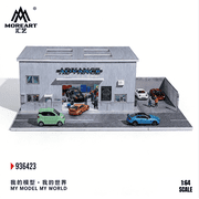 1/64 Diorama Diecast Garage Model, LED Lighting Japanese Parking Lot Scene Display Case, Workshop Building Model Garage, for Diecast Car Models Display Cars Storage, Display Box