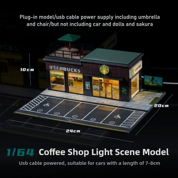 1/64 Diorama Garage Model, LED Lighting Big Residential Building Model Scene Display Case Model, Diecast Car Model Parking Lot Model