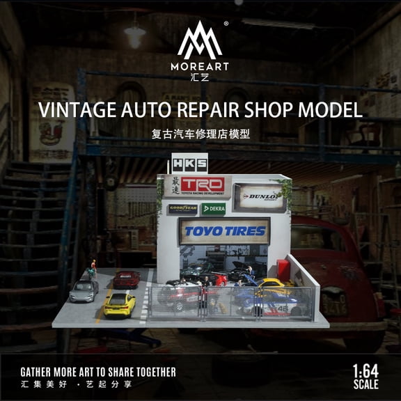 1:64 Diorama Garage Model, LED Lighting Parking Lot Scene Display Case, Model Car Scene Display,Building Model
