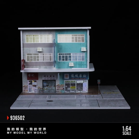 1:64 Diorama Garage Model, LED Parking Lot Scene Display Model, Diecast Car Model Display Case, Garage Showcase, Showroom Scene Building Model Toy Gift