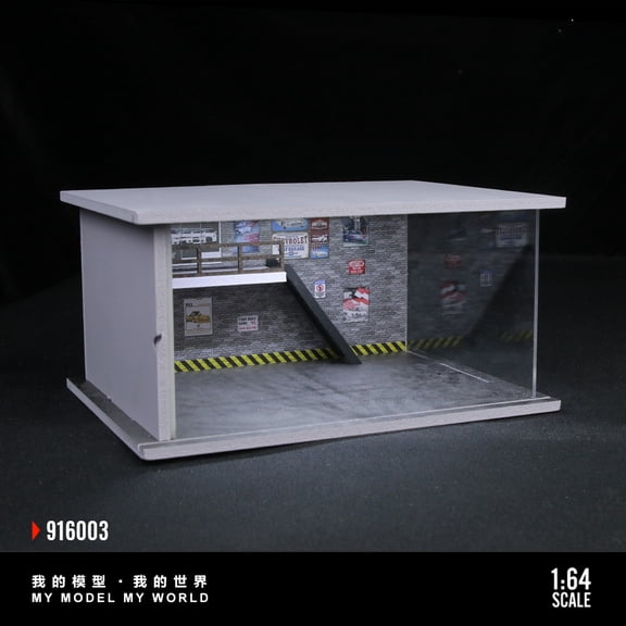 1:64 Diorama Garage Model LED Parking Lot Scene Display Model, Display Case For Diecast Model Car, Garage Showcase, Showroom Scene Display Model