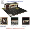 thumbnail image 1 of 1:64 Diorama Gas Station Garage Model, LED Lighting Parking Lot Scene Display Case, Workshop Building Model, Diecast Model Cars Display Storage, 1 of 15