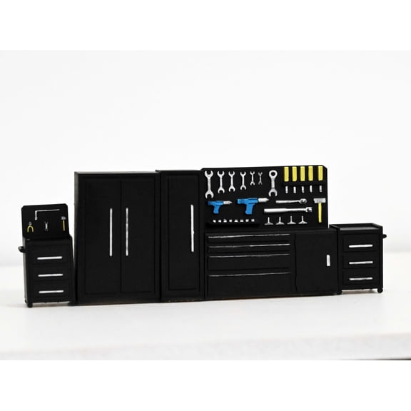 1:64 Diorama Scale Garage Workbench Model Set, Mini Garage Equipment for Diecast Car , Workshop Maintenance Scene Display Tool Accessories