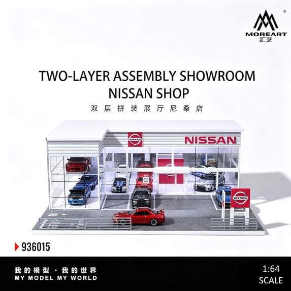 1:64 Diorama Showroom Garage Model, LED Lighting Parking Lot Scene Display Case, Diecast Model Cars Display Storage, Building Model Garage
