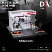 164 Diorama Showroom Garage Scene, 3-Color LED City Street Parking Lot Scene Display Case, Dealership Diecast Car Building Model