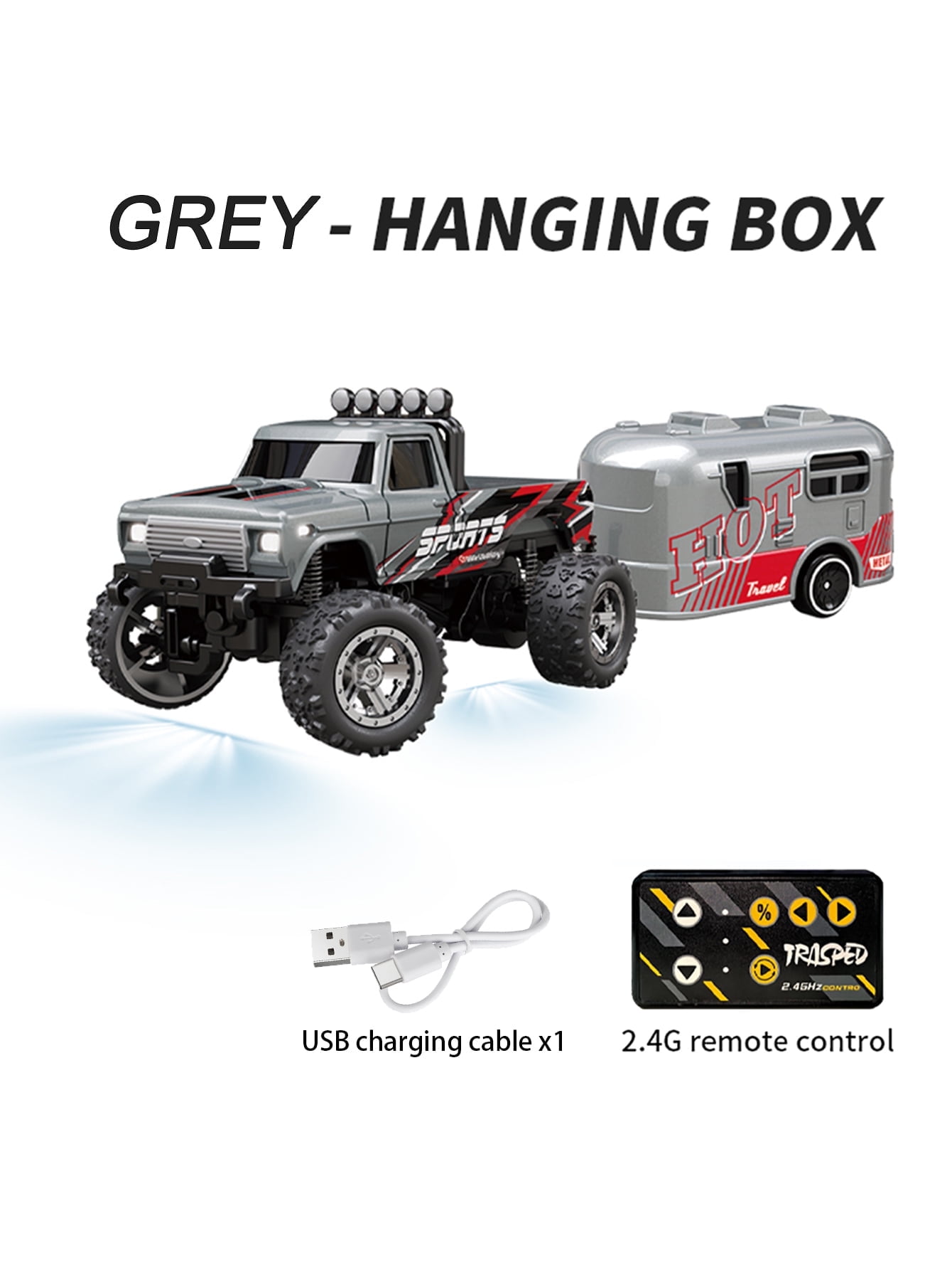 1: 64 Foot Trailer Remote Control Car, 2.4G Three-Speed Control, Alloy Anti-Fall Body, Perfect for Children's Gifts and Festival Gifts