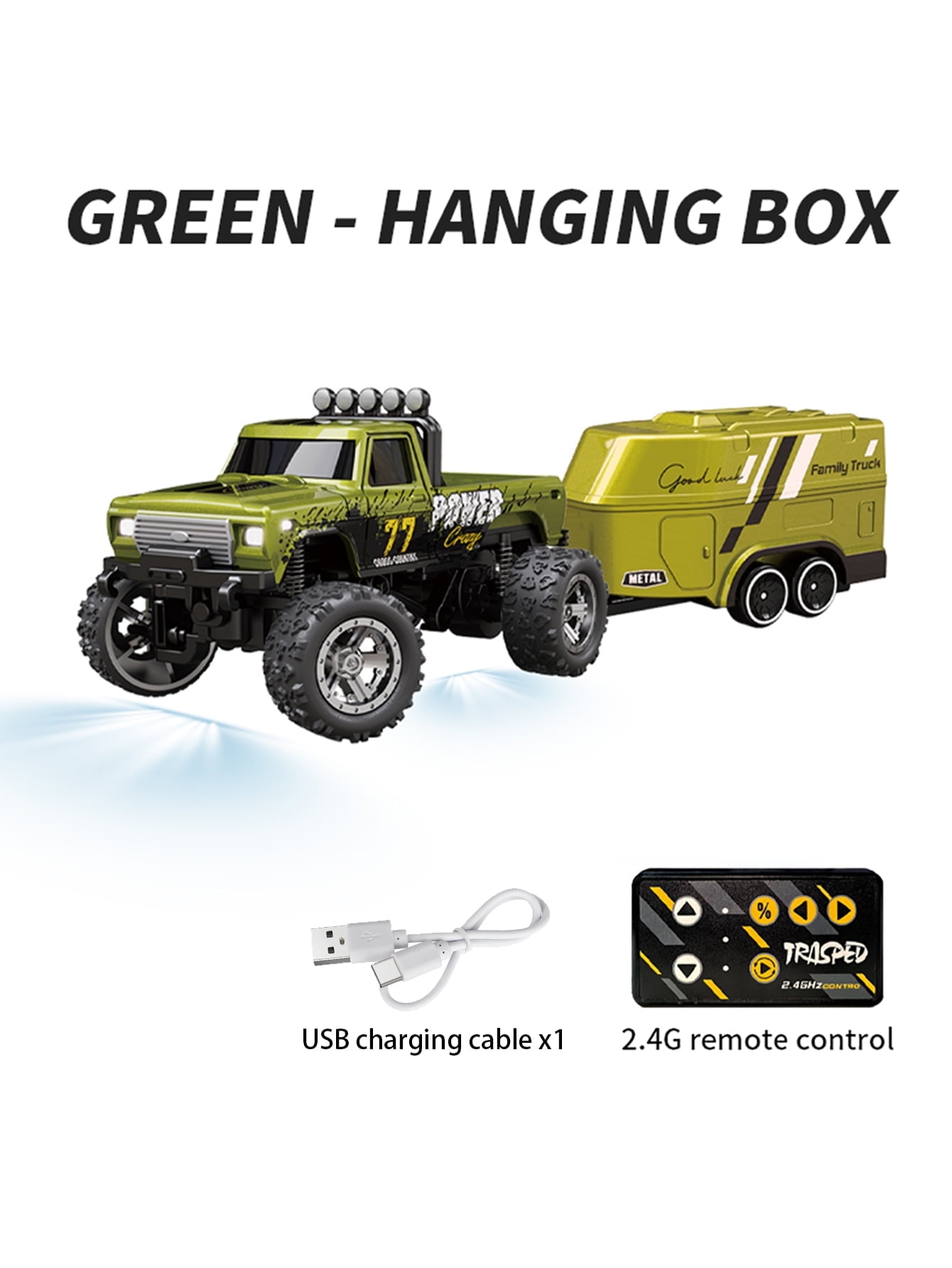 1: 64 Foot Trailer Remote Control Car, 2.4G Three-Speed Control, Alloy Anti-Fall Body, Perfect for Children's Gifts and Festival Gifts