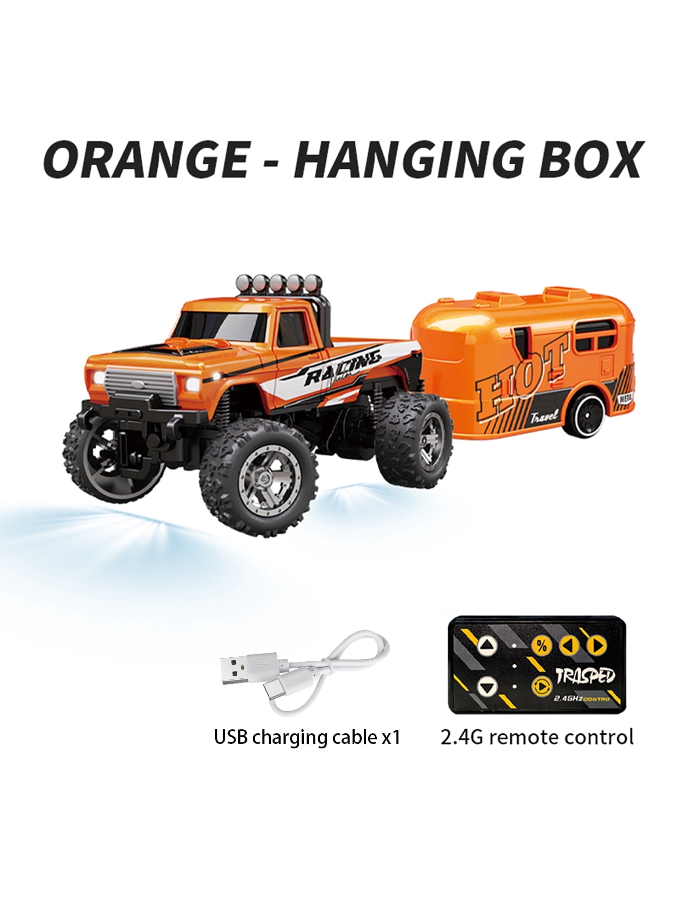 1: 64 Foot Trailer Remote Control Car, 2.4G Three-Speed Control, Alloy Anti-Fall Body, Perfect for Children's Gifts and Festival Gifts