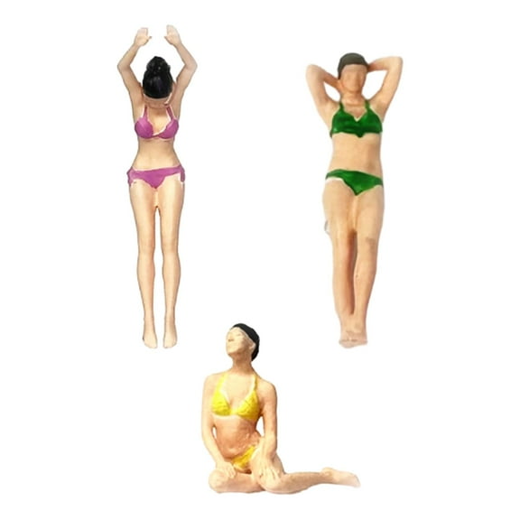 1/64 Girl Figures Beach Swimsuit Woman Doll Character People Miniature Resin for Dioramas Desktop Ornament DIY Projects Collections Layout Combo Set