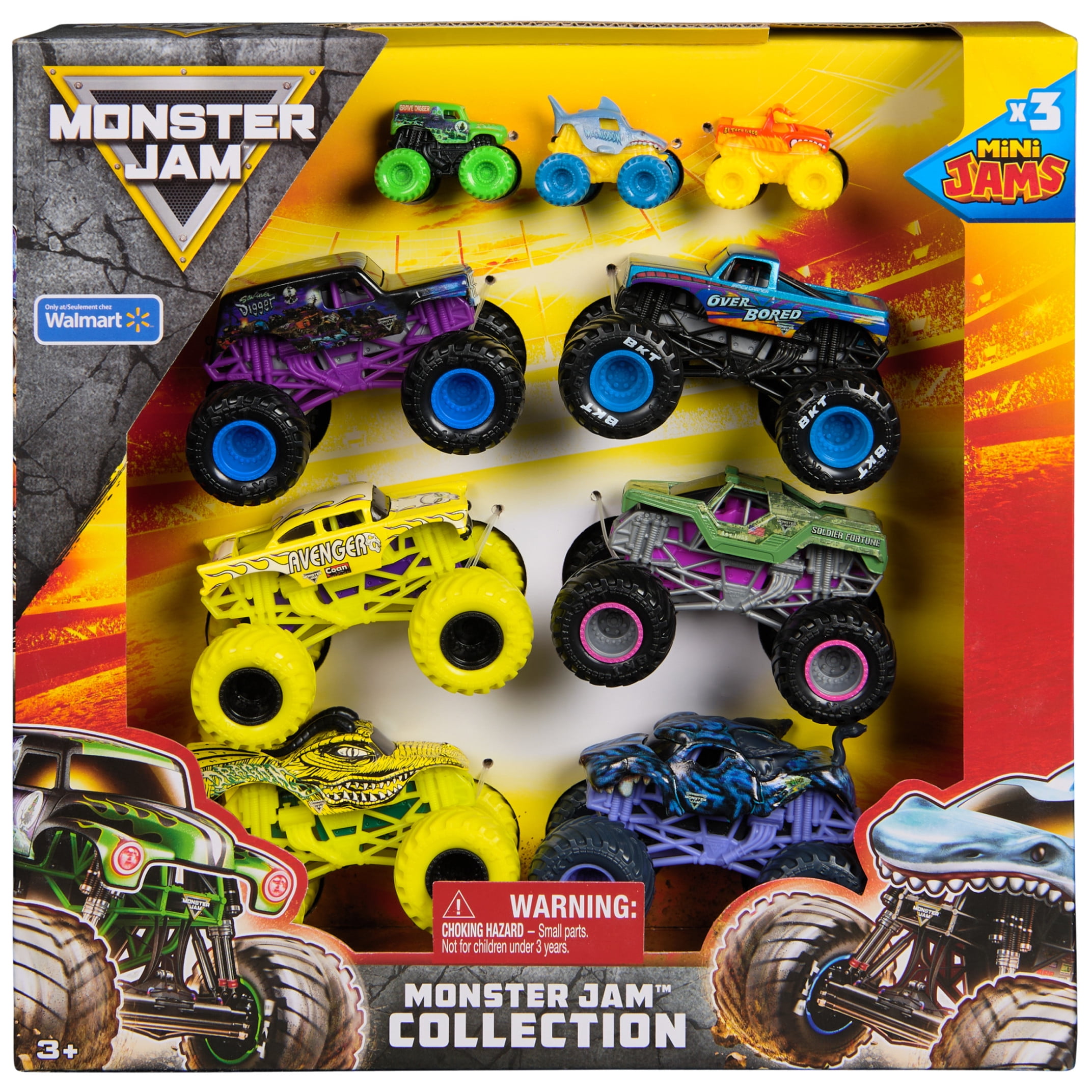 Monster Jam, Official Monster Jam Collection 9-Pack Monster Trucks, 1:64 & 1:87 Scale (Walmart Exclusive)