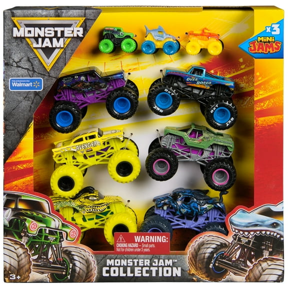 Monster Jam, Official Monster Jam Collection 9-Pack Monster Trucks, 1:64 & 1:87 Scale (Walmart Exclusive)