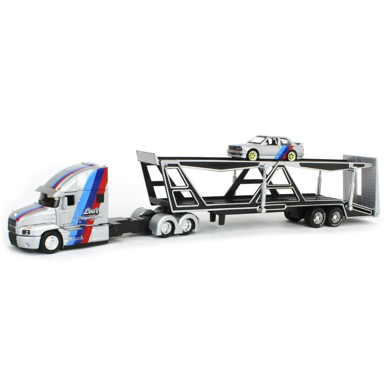 Maisto 1/64MACKAnthem &1988  M3カーキャリア 1/64 Mack Anthem Car Carrier with 1988 BMW 3 Series M3, Silver