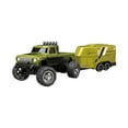 thumbnail image 1 of 1:64 Mini RC Monster Truck with Detachable Trailer, Alloy Shell Off-Road Remote Control Car with 3-Speed Modes, Type-C Rechargeable Small Crawler with LED Lights & Cruise Control - Green, 1 of 8