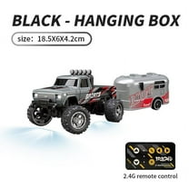 1/64 Mini RC Monster Truck, Metal Off-Road Stomper with Trailer, 2.4GHz Remote Control All-Terrain Vehicle, 3-Speed Adjustable, USB-C Rechargeable, Desktop Play, Indoor Outdoor Racing Toy,