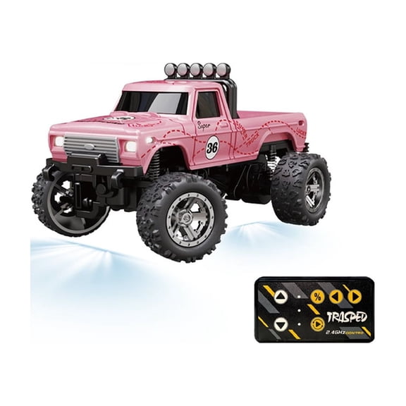 1/64 Mini RC Truck Alloy Die-Cast, 2.4GHz Proportional Remote Control Monster Truck, 3-Speed LED Lights Shock Absorption, Indoor Outdoor Desktop Racing Hobby Vehicle Gifts for Adults