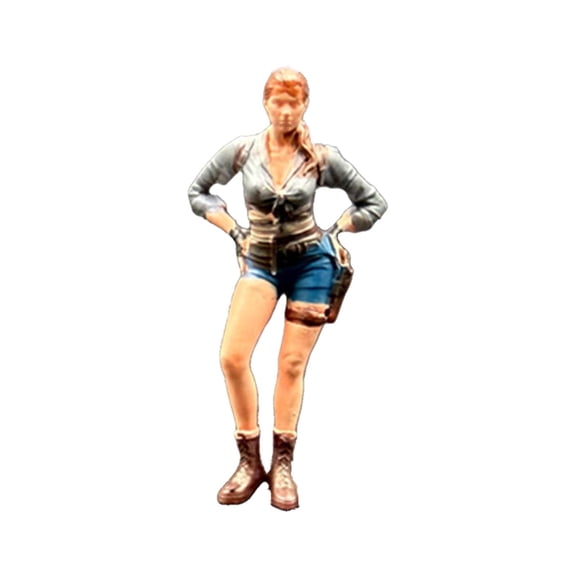 1/64 Miniature Figure Painted Motorcycle Girl Resin Design for DIY Projects Layout Model Enthusiasts Scene