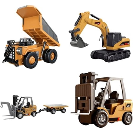 1:64 Premium Alloy Mini RC Construction Set – Forklift, Excavator & Dump Truck