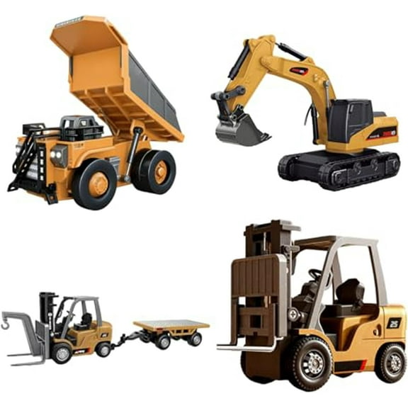 1:64 Premium Alloy Mini RC Construction Set – Forklift, Excavator & Dump Truck
