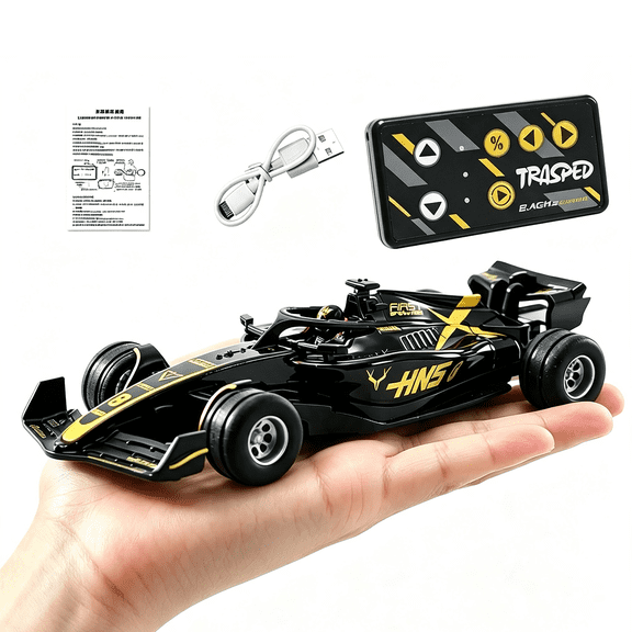 1:64 RC Car Formula Racing Car Mini 2.4G Alloy Remote Control Car with Light Adjustable Speed Cars Toys for Children's Gifts-Black