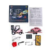 164 RC Engineering Forklift Crane Switch Vehicle with Trailer & Roadblocks, Sound Effects & LED Lighting, 2.4GHz Remote Control 3-speed adjustment Construction Vehicle