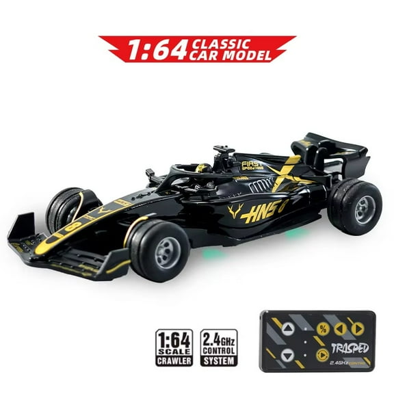 1:64 RC Formula Racing Car Mini 2.4G Alloy Remote Control Car with Light Adjustable Speed Cars Toys for Children's Gifts-Black