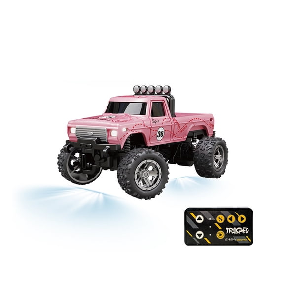 1/64 RC Monster Truck 2.4GHz, Alloy Mini Remote Control Off Road Car with LED Lights, 3 Speed Mode, Shock Absorption, Portable Pocket All Terrain RC Racing Truck Model Toy for Teens & Adults