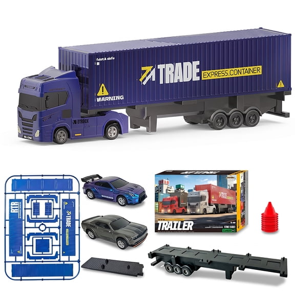 1:64 RC Transport Truck with Trailer 7CH Gyro Control LED Lights