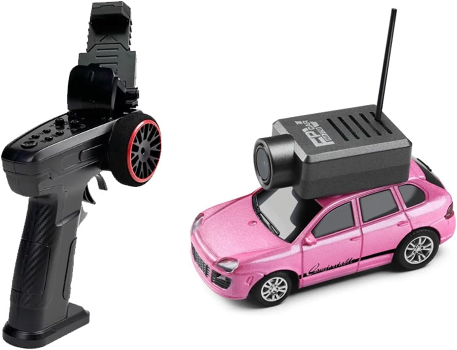1/64 Remote Control Car with Camera, 720P HD, 3 Speed Modes, Gyro Stabilization & Handheld Remote Control (Red)