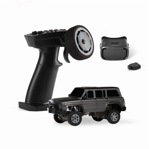 1/64 Scale 2.4G Full Proportional RC Mini Climbing Car 4WD Electric Off Road Remote Control Vehicle With Metal Drive Shaft Linked Lights For Adults Hobbyists- RTR/ FPV Goggles +Camera