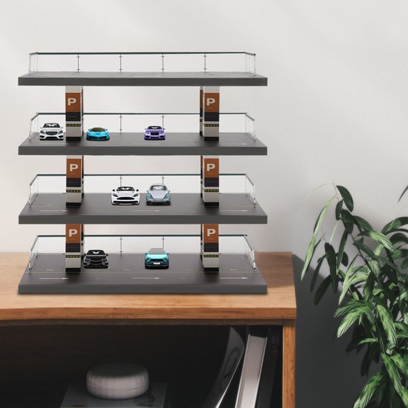 1:64 Scale 4Tier Diorama Parking Display Stand Acrylic SolidWood For Model Car Collection